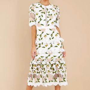 Tan floral lace maxi dess